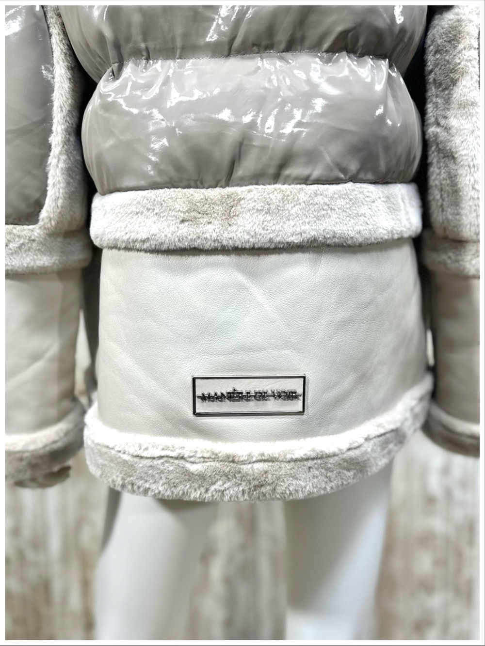 Manière De Voir Vegan Leather Plush Puffer Jacket ~ Size 4 ~ Item #PP4222 - Picture 9 of 16